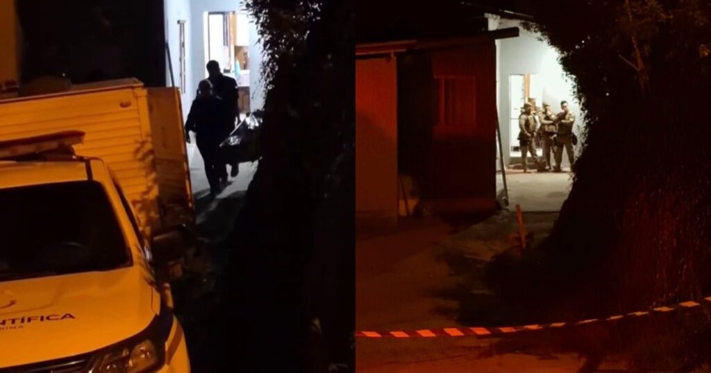 Carro capotado na BR-101, em Tijucas, com ambulância e veículo de apoio ao lado